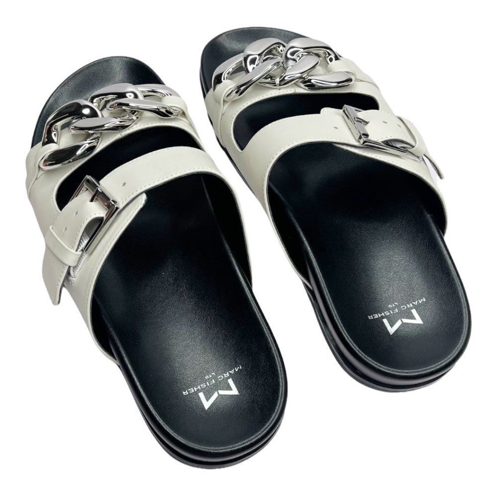 MARC FISHER Fresno Ivory Chunky Slip Sandals - Picture 4 of 9